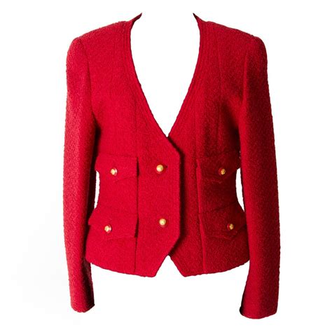 chanel red tweed jacket|chanel fringed tweed jacket.